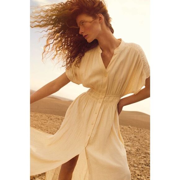 ZARA WRINKLE LOOK RUSTIC DRESS VISCOSE NEW - Picture 1 of 7